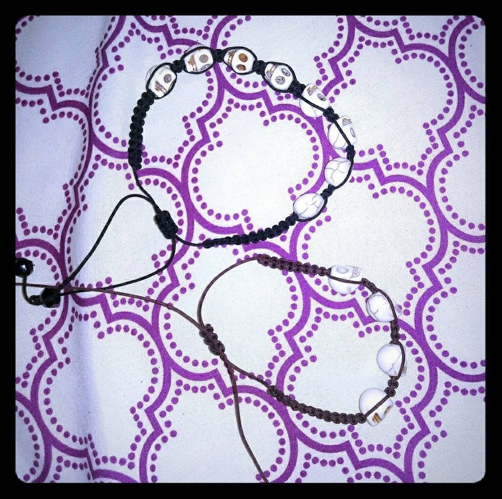 Handmade skull friendship bracelets.
